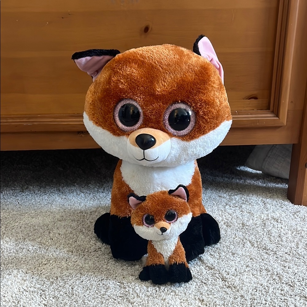 (JUMBO) Ty Beanie Boo, Very large, retired fox and normal sized, retired, fox